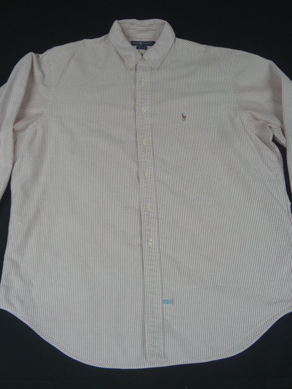 RALPH LAUREN WHITE RED STRIPES LONG SLEEVE BUTTON UP 17-35 SHIRT L621